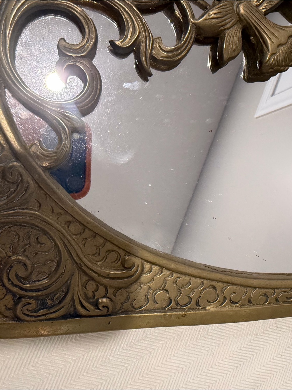 Vintage Stunning Rare Art Nouveau Brass Daffodil Floral Mirror - Picture 4 of 12